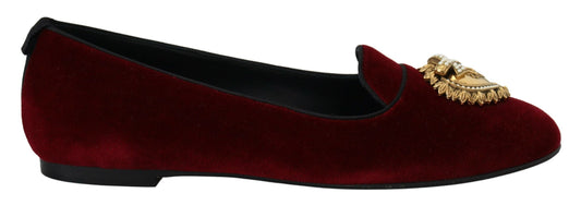 Dolce & Gabbana Bordeaux Samt Devotion Mokassins