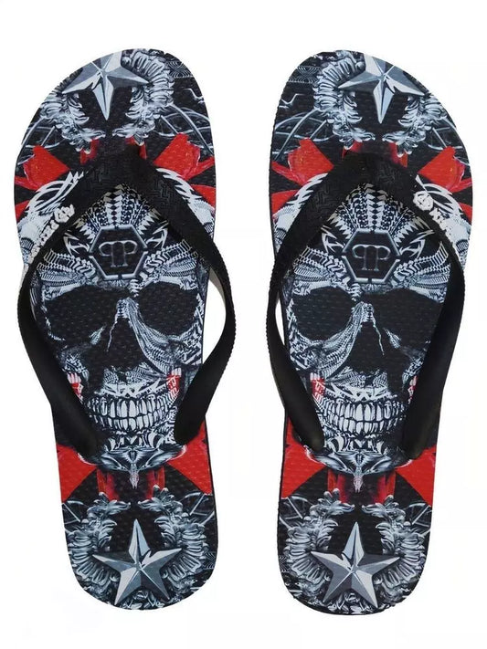 Philipp Plein Chic Multicolor Graphic Flip Flops