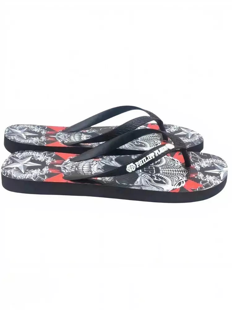 Philipp Plein Schicke Multicolor Grafik Flip Flops