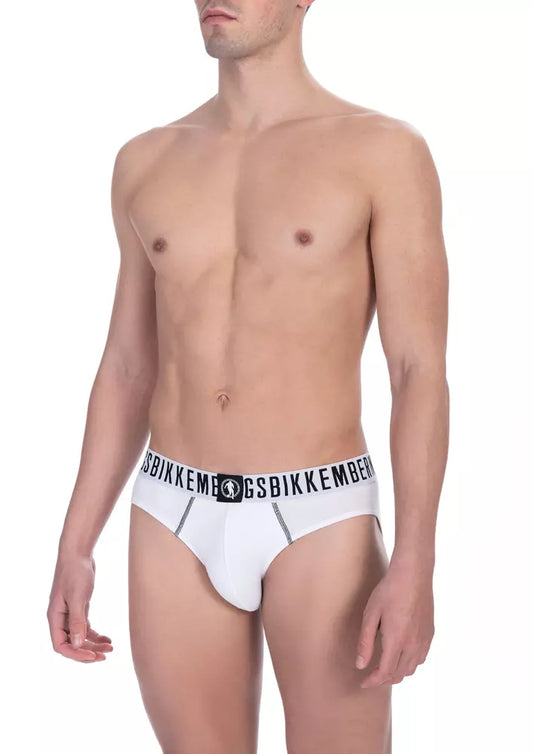 Bikkembergs Slip bianchi chic realizzati in misto cotone in confezione doppia