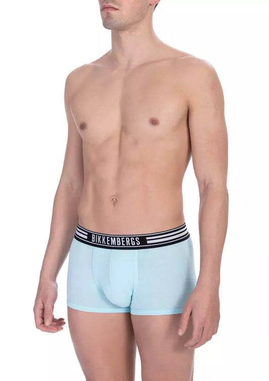 Bikkembergs Elegante hellblaue Baumwolltrunks Duo Pack