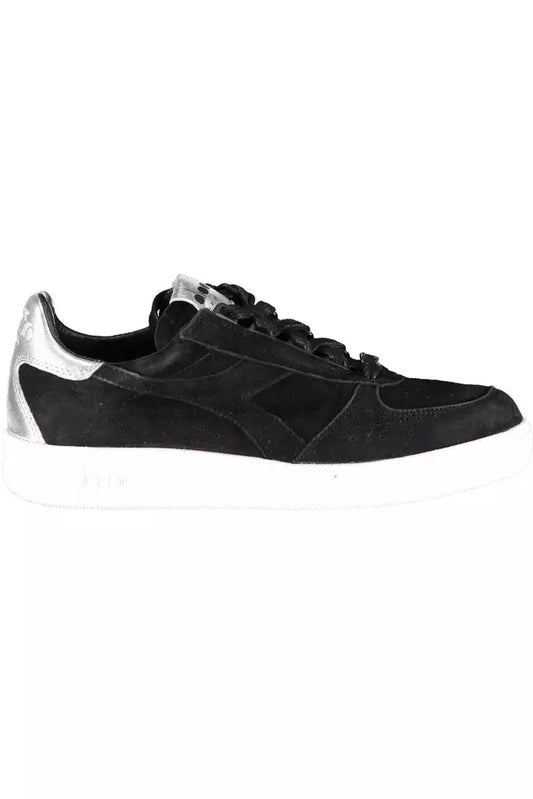 Diadora Elegante schwarze Ledersneakers mit Spitzendetails