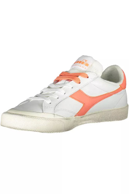 Diadora Elegante weisse Leder-Schnürsenkel-Sneakers