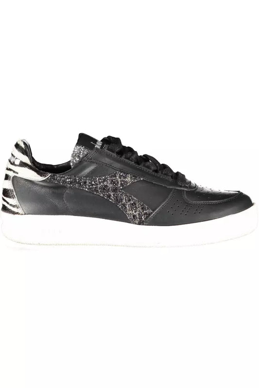 Diadora Simple black leather sneakers with contrasting accents