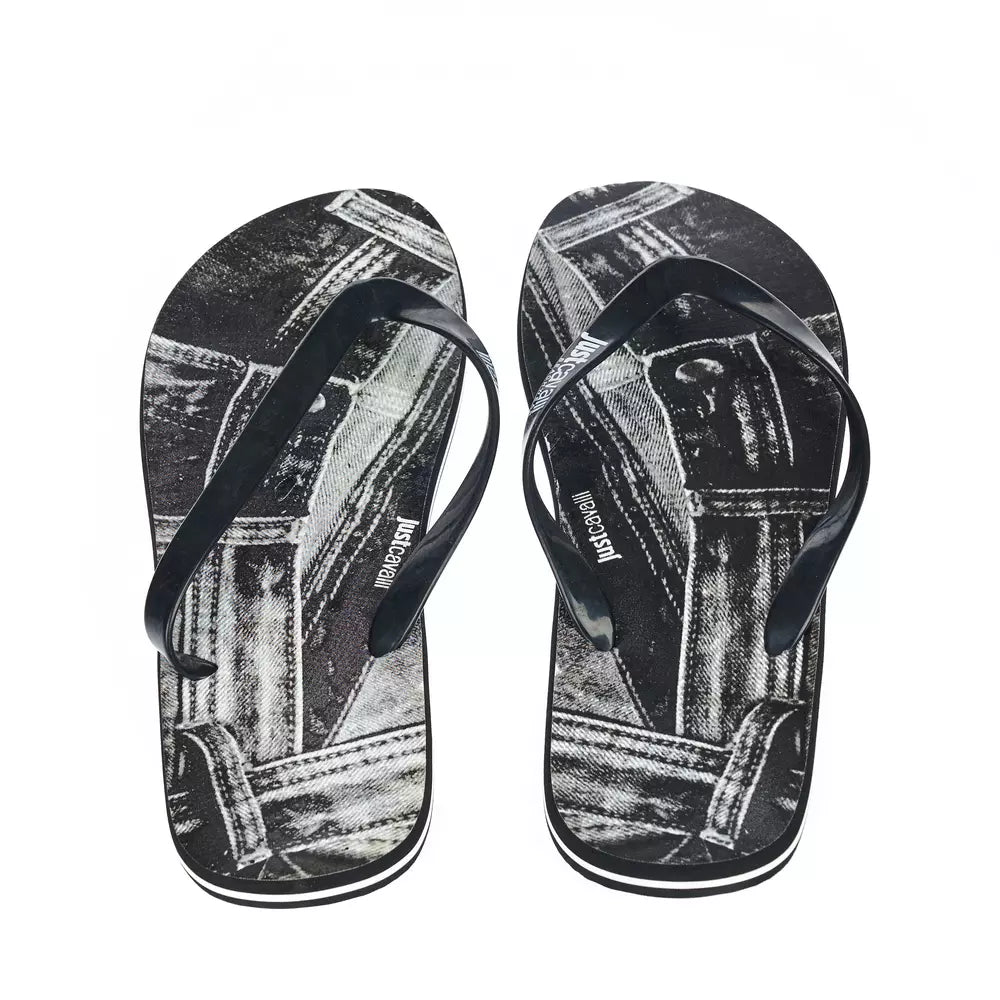 Just Cavalli Glatte schwarze Flip-Flops