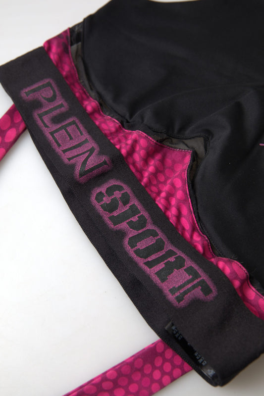 Plein Sport Semplice reggiseno sportivo nero con accenti fucsia