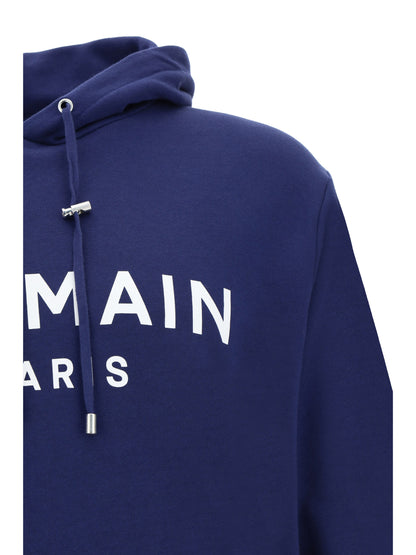 Balmain Eleganter Kapuzenpullover mit Monogramm in Marineblau