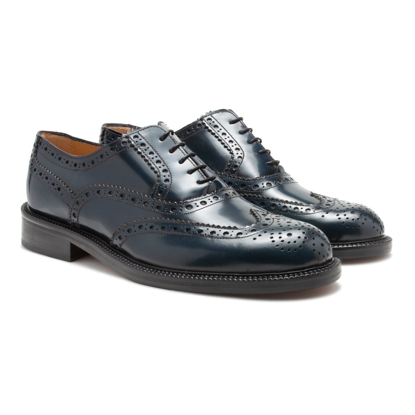 Saxone of Scotland Elegante Blaue Leder Brogue Schuhe