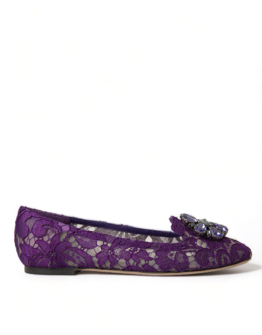 Dolce &amp; Gabbana Elegant Floral Lace Vally Moccasins