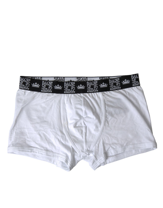 Dolce &amp; Gabbana Elite White Cotton Stretch Boxer Shorts