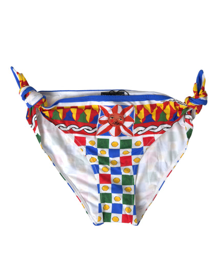 Dolce & Gabbana Mehrfarbiges Bikini-Unterteil mit Carretto-Druck