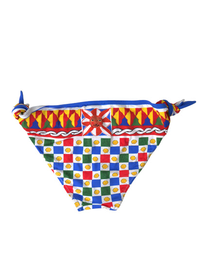 Dolce & Gabbana Mehrfarbiges Bikini-Unterteil mit Carretto-Druck