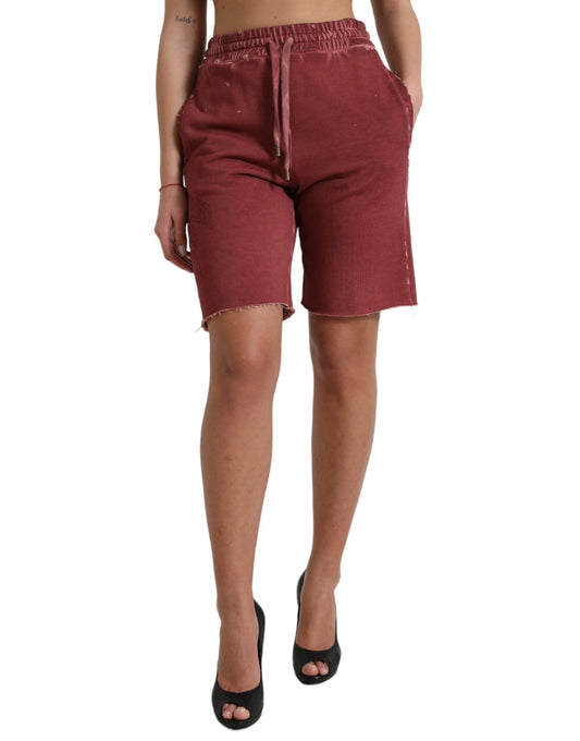 Dolce & Gabbana Schicke kastanienbraune Designer-Sweatshorts mit hoher Taille