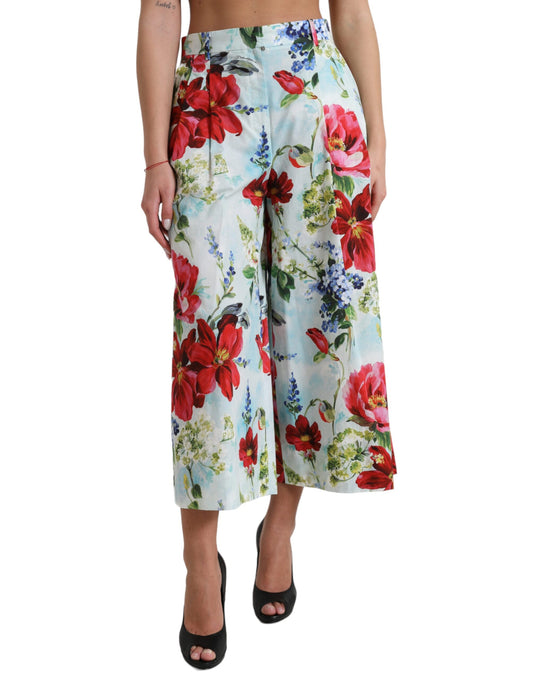 Dolce & Gabbana Florale Hose mit hoher Taille und weitem Bein