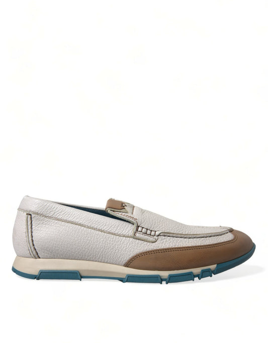 Dolce & Gabbana Elegante Loafers aus weissem Hirschleder