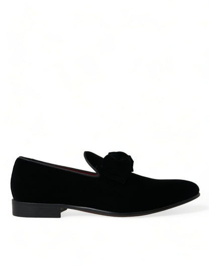 Dolce & Gabbana Elegante Loafers aus schwarzem Samt - Herren-Luxus-Schuhe