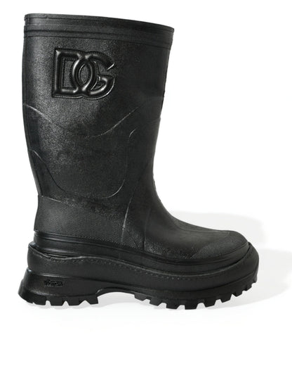 Dolce & Gabbana Elegante Metallic-Regenstiefel aus Gummi mit DG-Logo