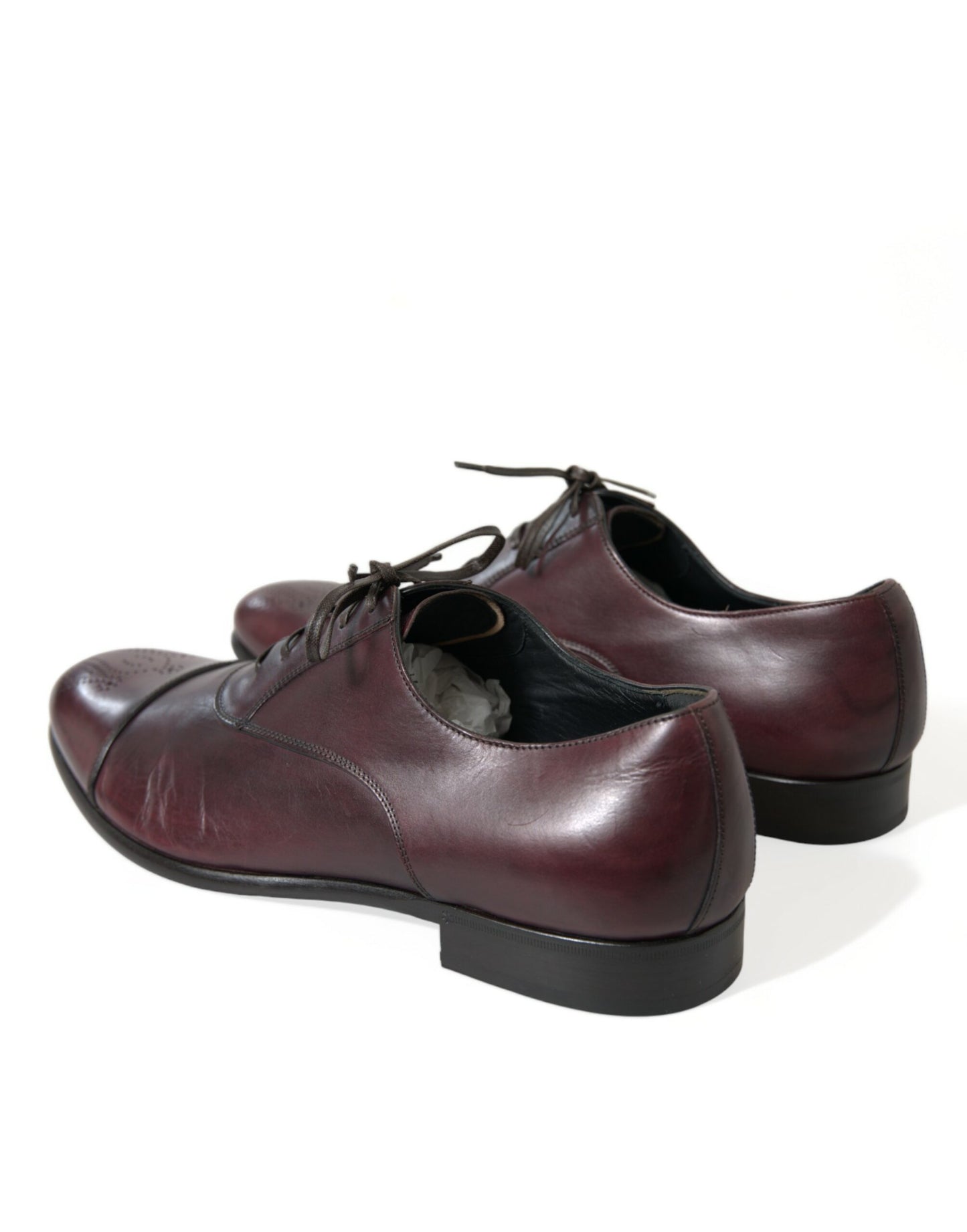 Dolce & Gabbana Elegante Burgunder Leder Derby Schuhe