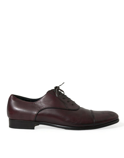 Dolce & Gabbana Elegante Burgunder Leder Derby Schuhe