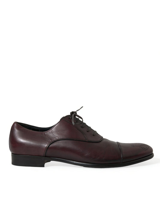 Dolce & Gabbana Elegante Burgunder Leder Derby Schuhe