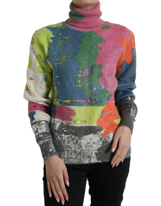 Dolce & Gabbana Multicolor Mohair Rollkragenpullover Freizeitpullover