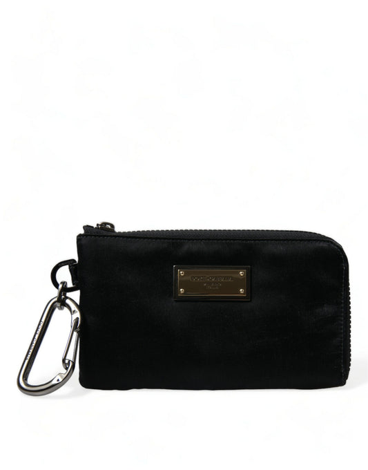 Dolce &amp; Gabbana Elite Black Nylon &amp; Leather Case with Logo Detail