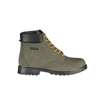 Fila grüne Schnürstiefel mit kontrastierender Bestickung