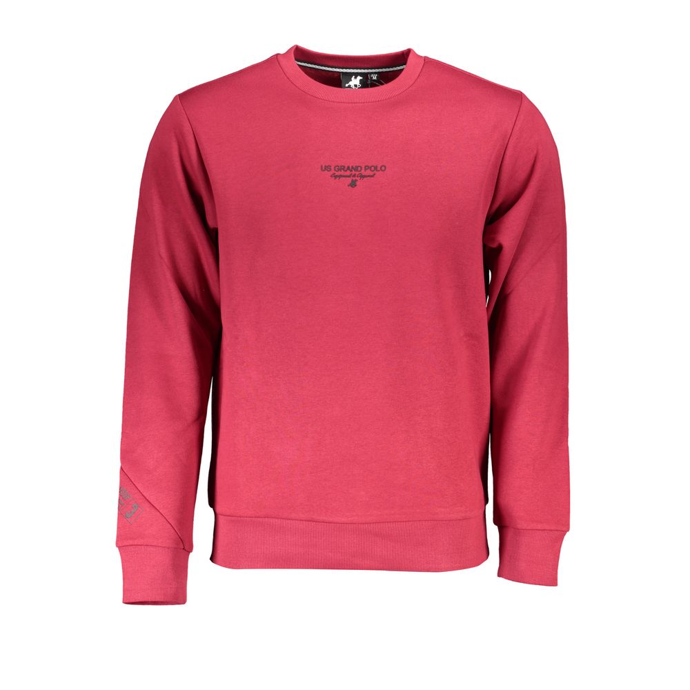 U.S. Grand Polo Schickes rosa Fleece-Sweatshirt mit Rundhalsausschnitt