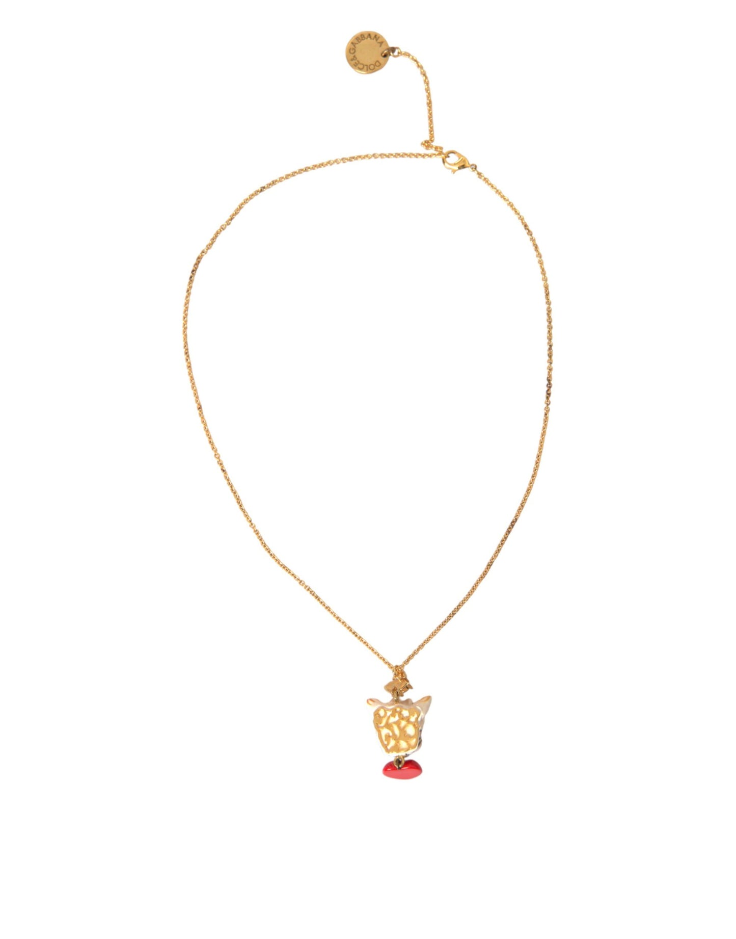 Dolce & Gabbana Gold Messing Kette Hund Herz Anhänger Charme Halskette