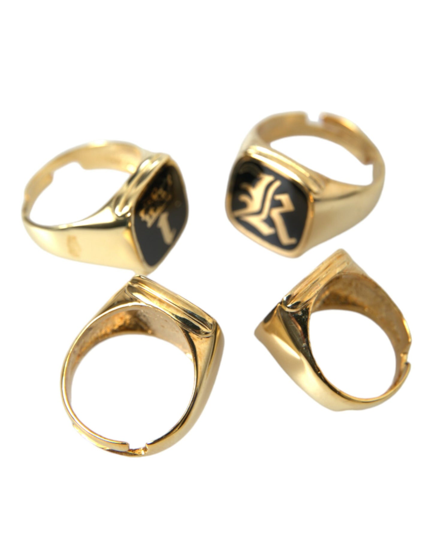 Dolce & Gabbana Gold Messing KING Emaille Satz von 4 Ring