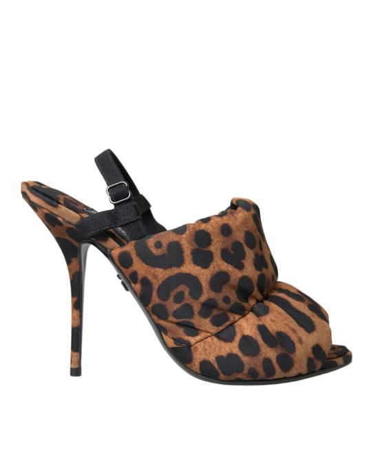 Dolce & Gabbana Braune Leopard Slingback Heels Sandalen