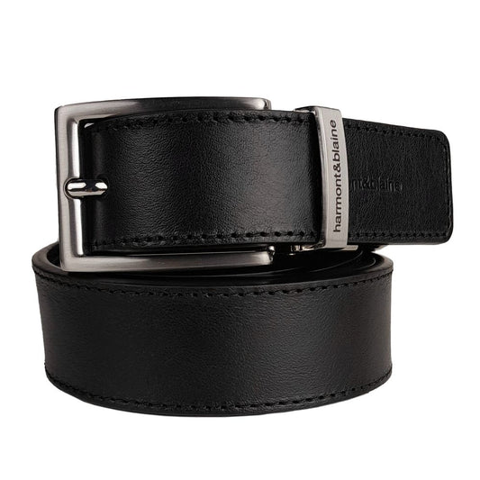 Harmont &amp; Blaine belt made of black calf leather, reversible