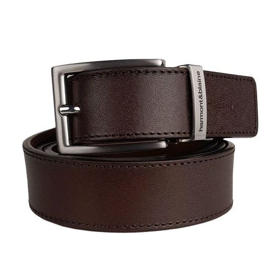 Harmont &amp; Blaine Reversible calf leather belt in classic brown