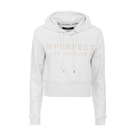 Imperfect Eleganter strassbesetzter weisser Hoodie