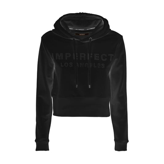 Imperfect Glitzerndes Strass-Logo Schwarzer Hoodie