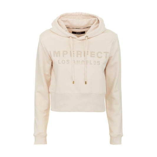 Imperfect Beige Strass Logo Hoodie