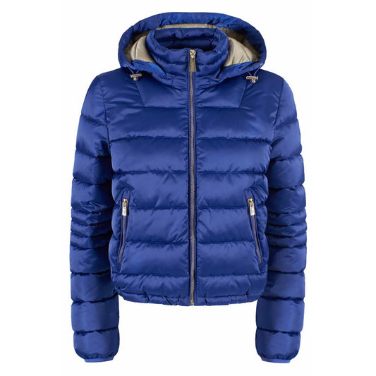 Yes Zee Elegante blaue kurze Daunenjacke mit Kapuze