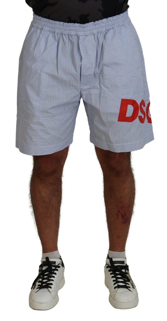 Dsquared² Hellblaue gestreifte bedruckte Logo-Shorts Freizeit-Shorts