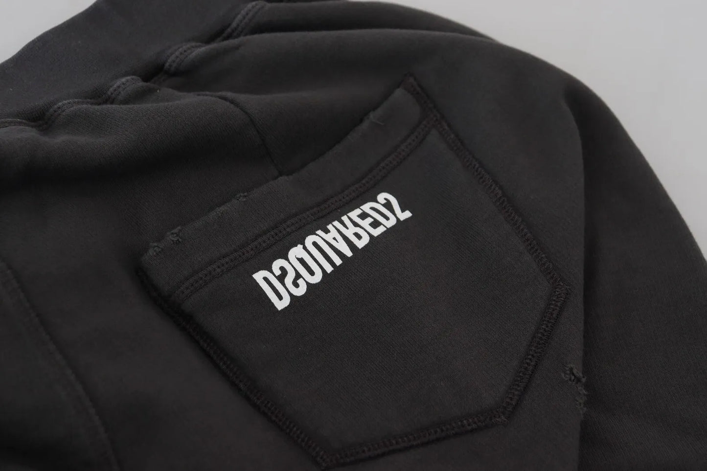 Dsquared² Schwarze Baumwoll-Shorts mit zerfetztem Detail