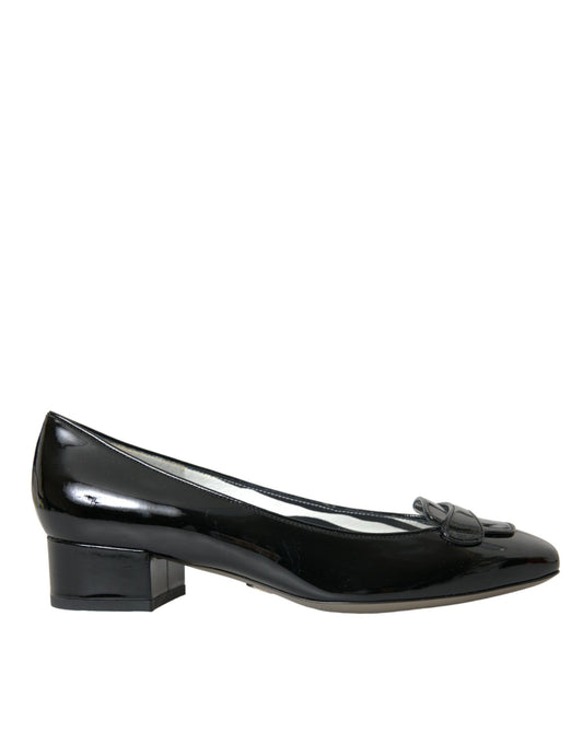 Dolce & Gabbana Schwarze Lackleder Blockabsatz Pumps