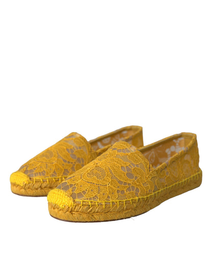 Dolce & Gabbana Gelbe Taormina Lace Espadrille Schuhe