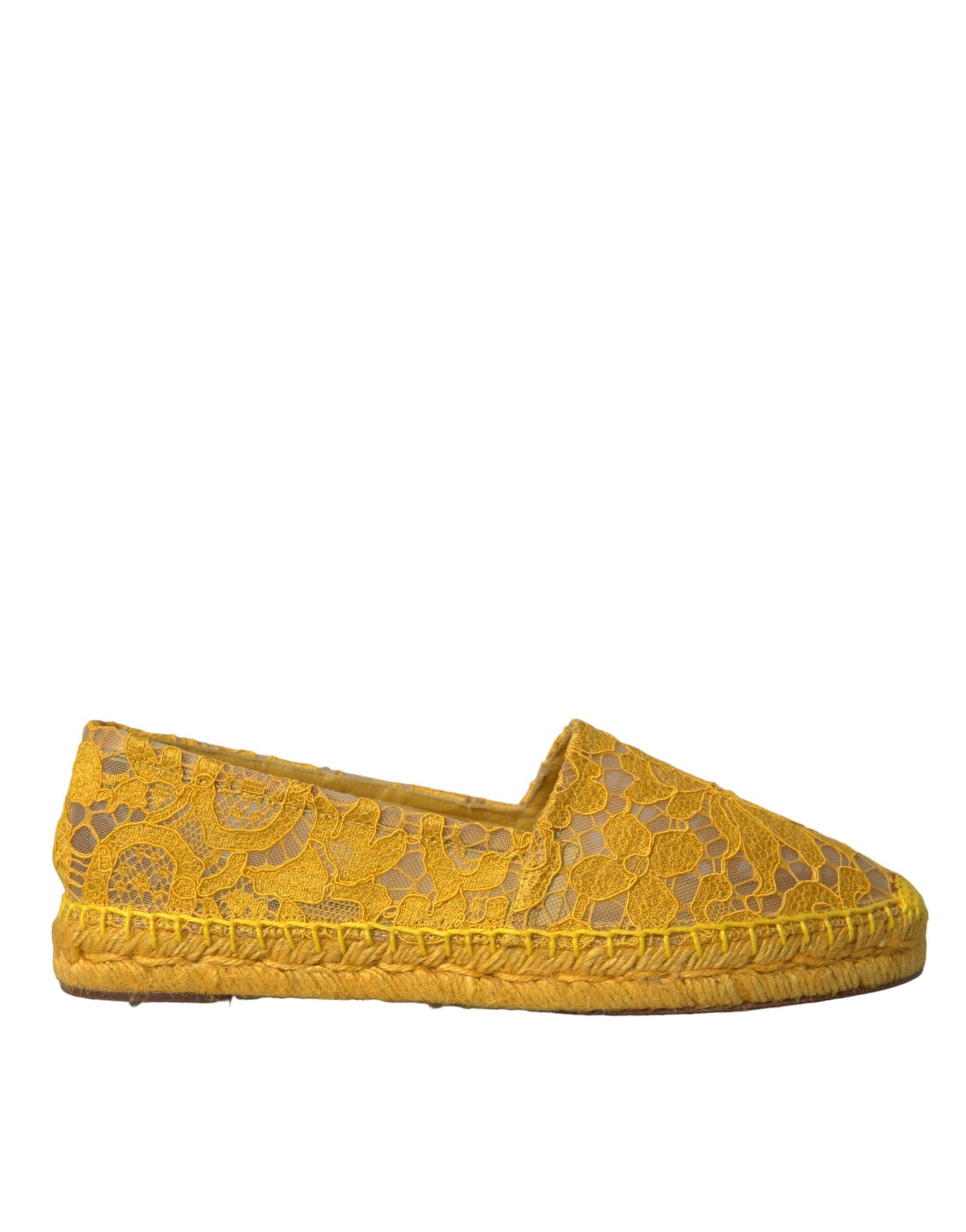 Dolce & Gabbana Gelbe Taormina Lace Espadrille Schuhe