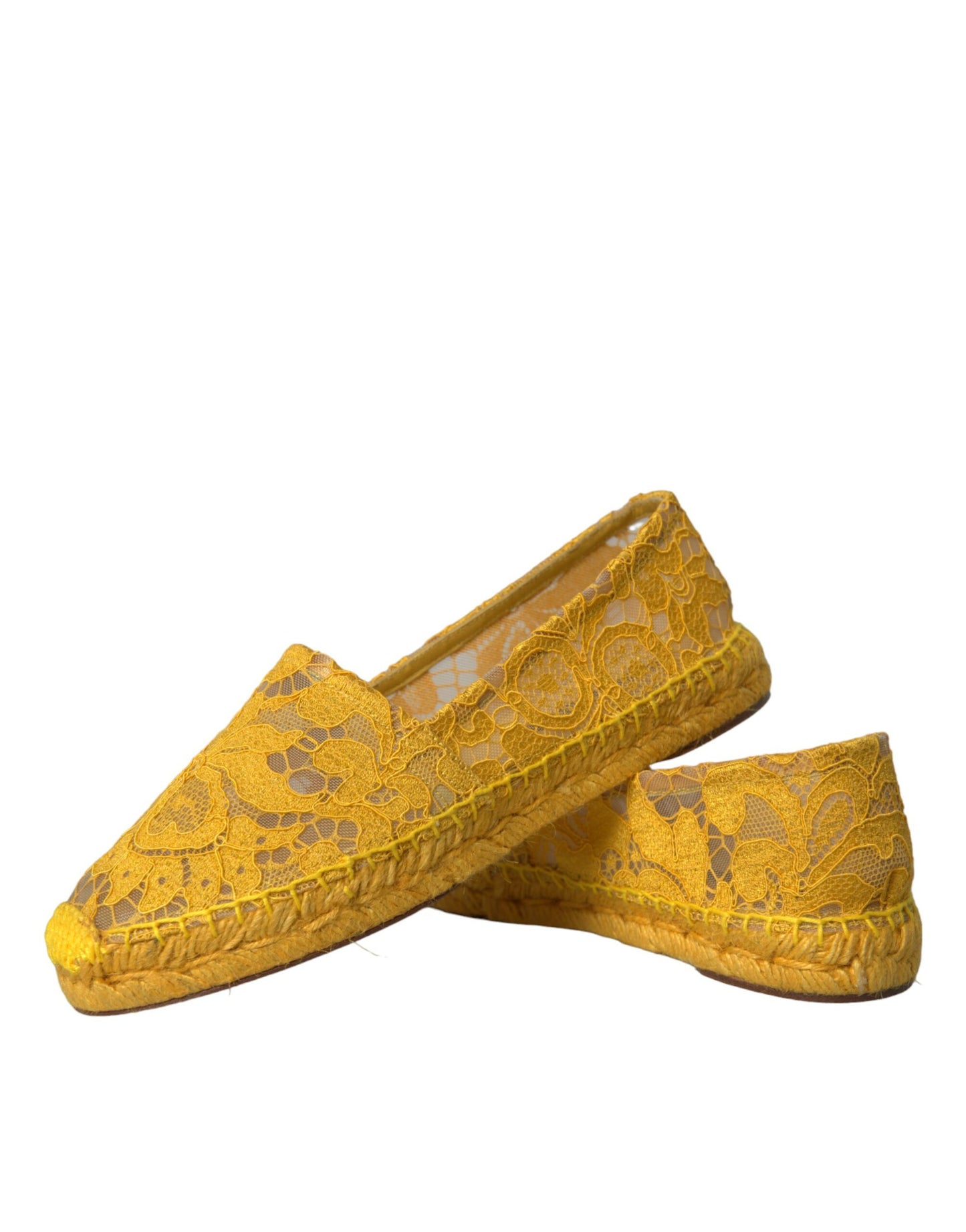 Dolce & Gabbana Gelbe Taormina Lace Espadrille Schuhe