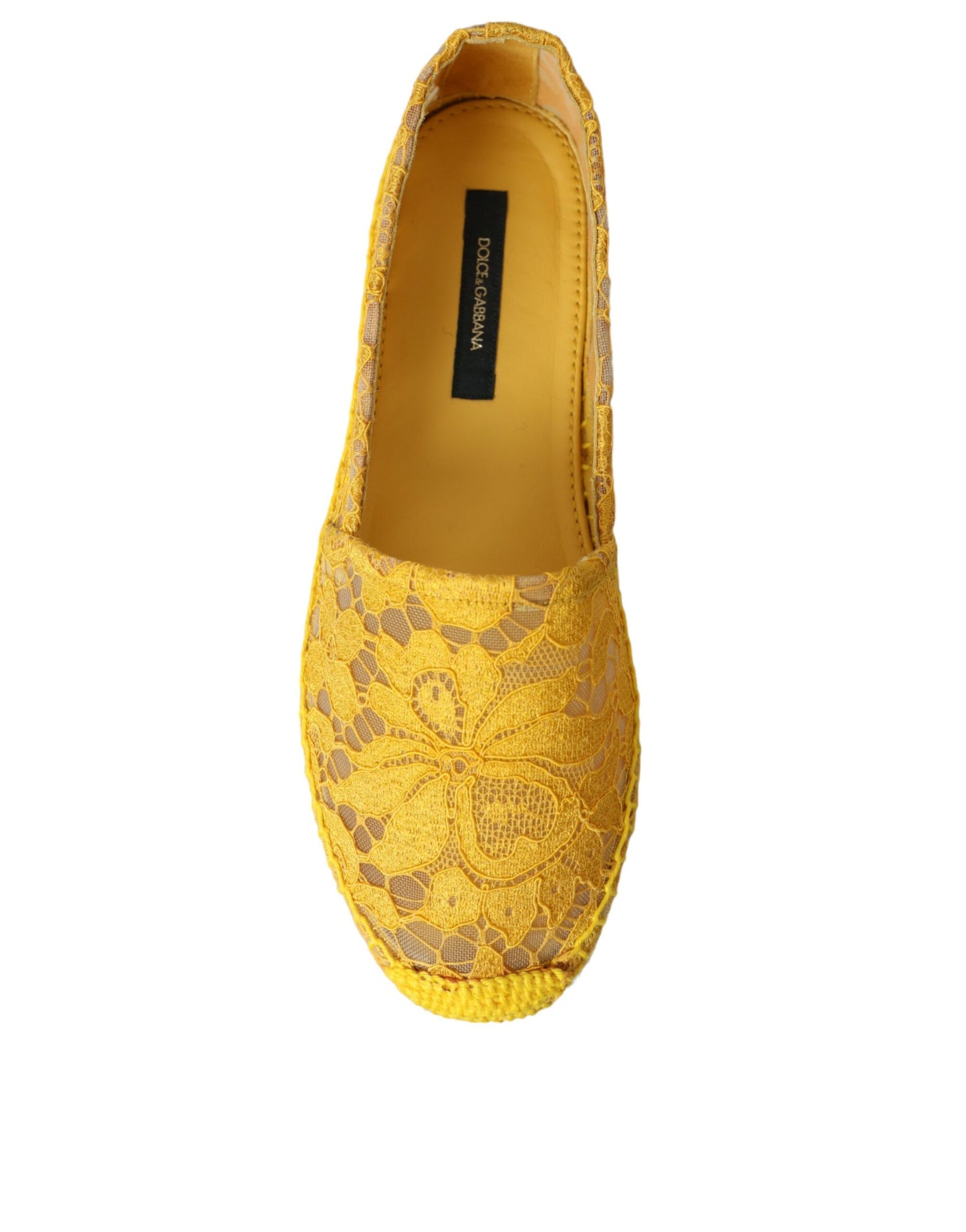 Dolce & Gabbana Gelbe Taormina Lace Espadrille Schuhe