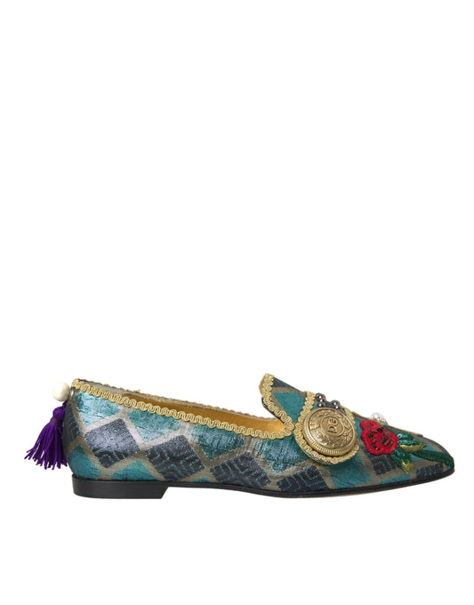 Dolce & Gabbana Multicolor Jacquard Loafers Schuhe