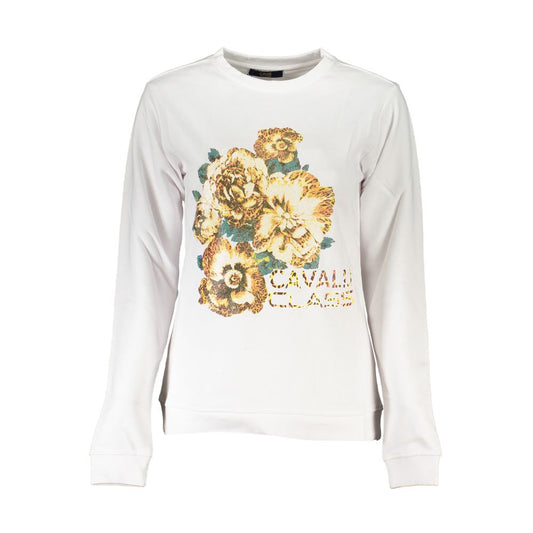 Cavalli Class Weisser Baumwollpullover