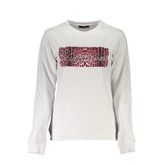 Cavalli Class Weisser Baumwollpullover