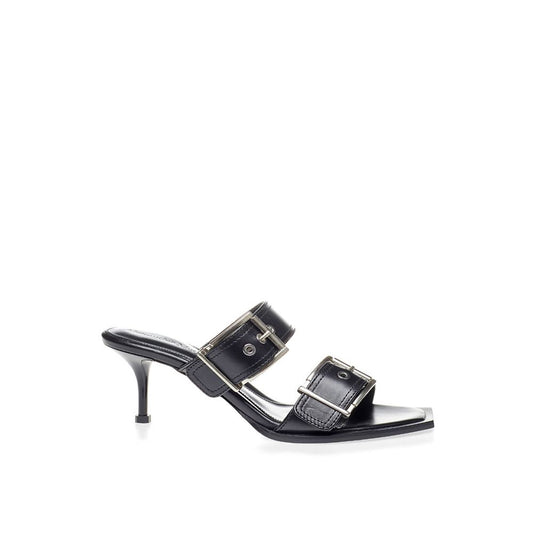 Alexander McQueen Schwarze Leder-Sandale