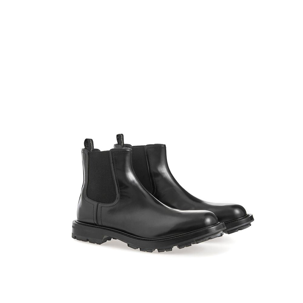 Alexander McQueen Schwarzer Lederstiefel