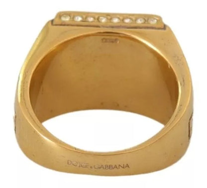 Dolce & Gabbana Vergoldeter 925 Silber Ring mit grünem Kristall